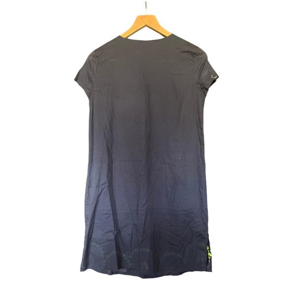 Navy Tunic Dress with Neon Green Embroidery - Picture 2 of 6